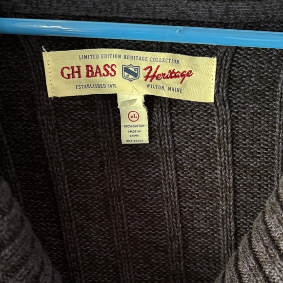 GH Bass Heritage Black Cable-Knit Shawl Collar Cardigan - Picture 4 of 16